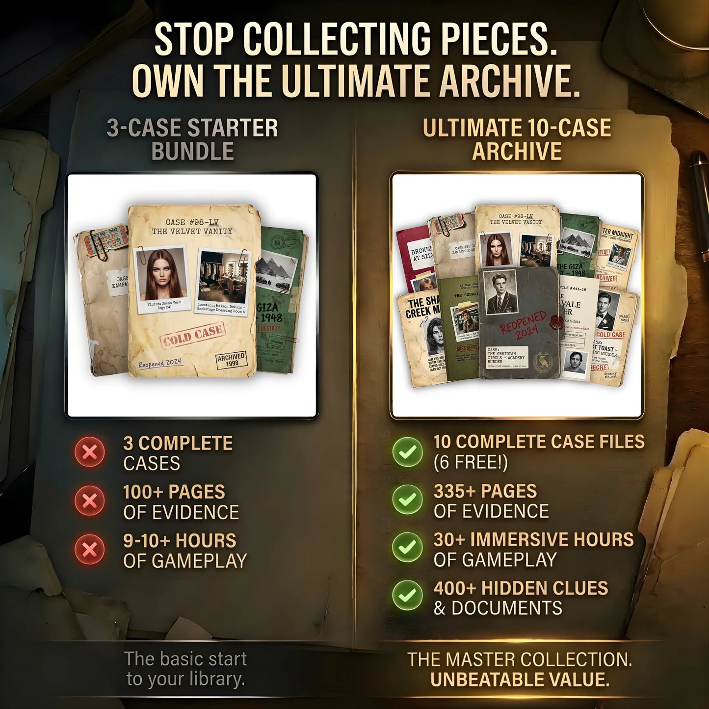 The Detective's Starter Pack: Worldwide Mysteries (3 Cold Case Files) | Murder Mystery Game